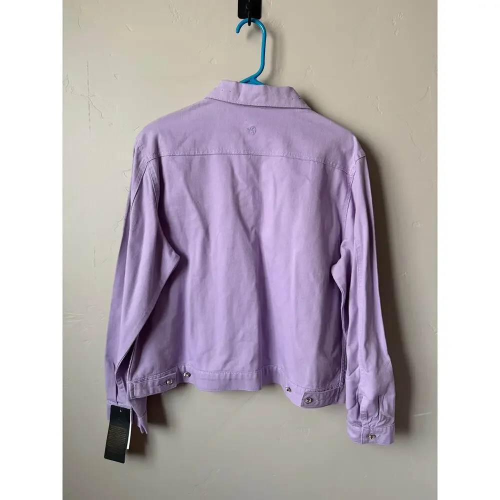 Christine Alexander Purple Denim Jacket Embellished Swarovski Crystal Rhinestone